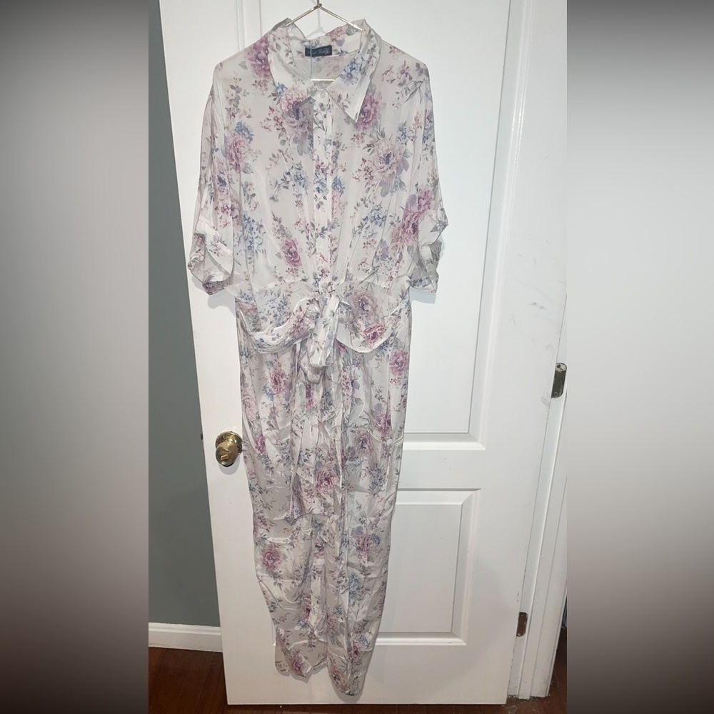 Trish Scully Floral Front Tie Button Up Dress Size 12 Nwt! — image 3 of 4